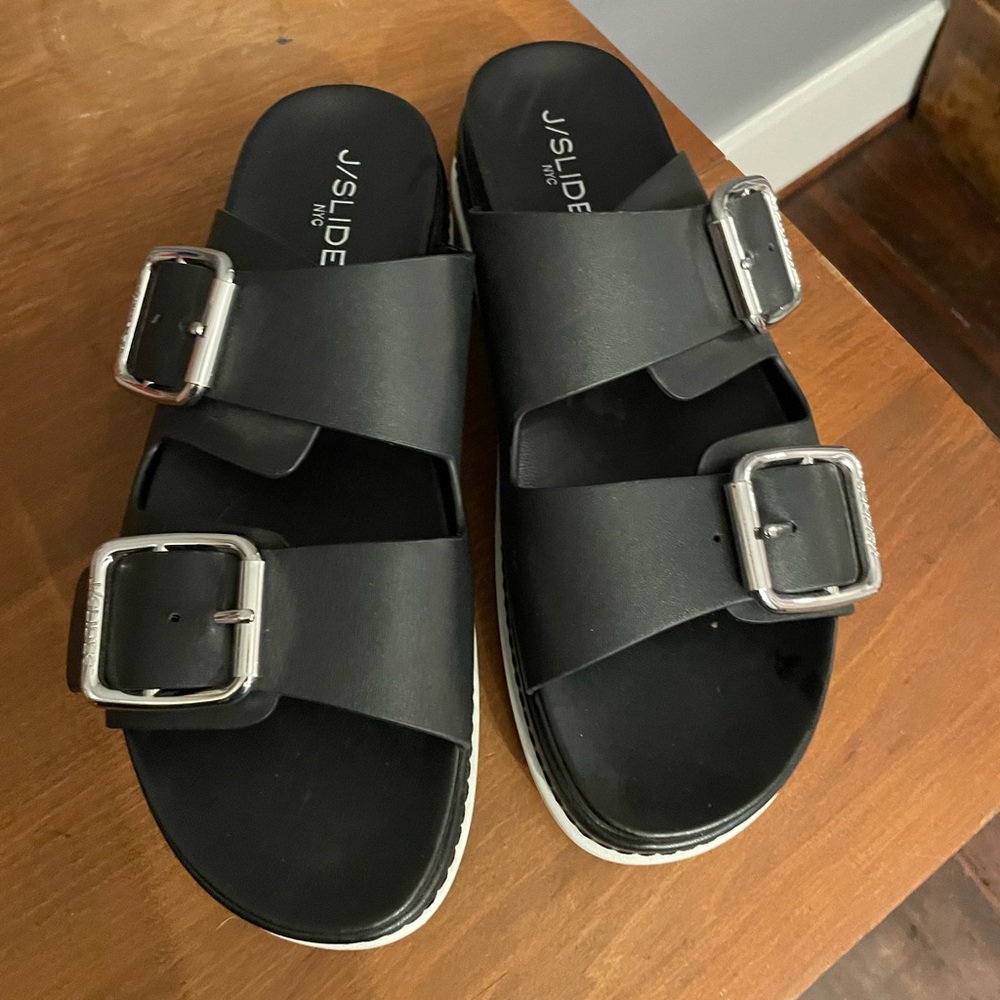 J Slides black leather bolo - size 8